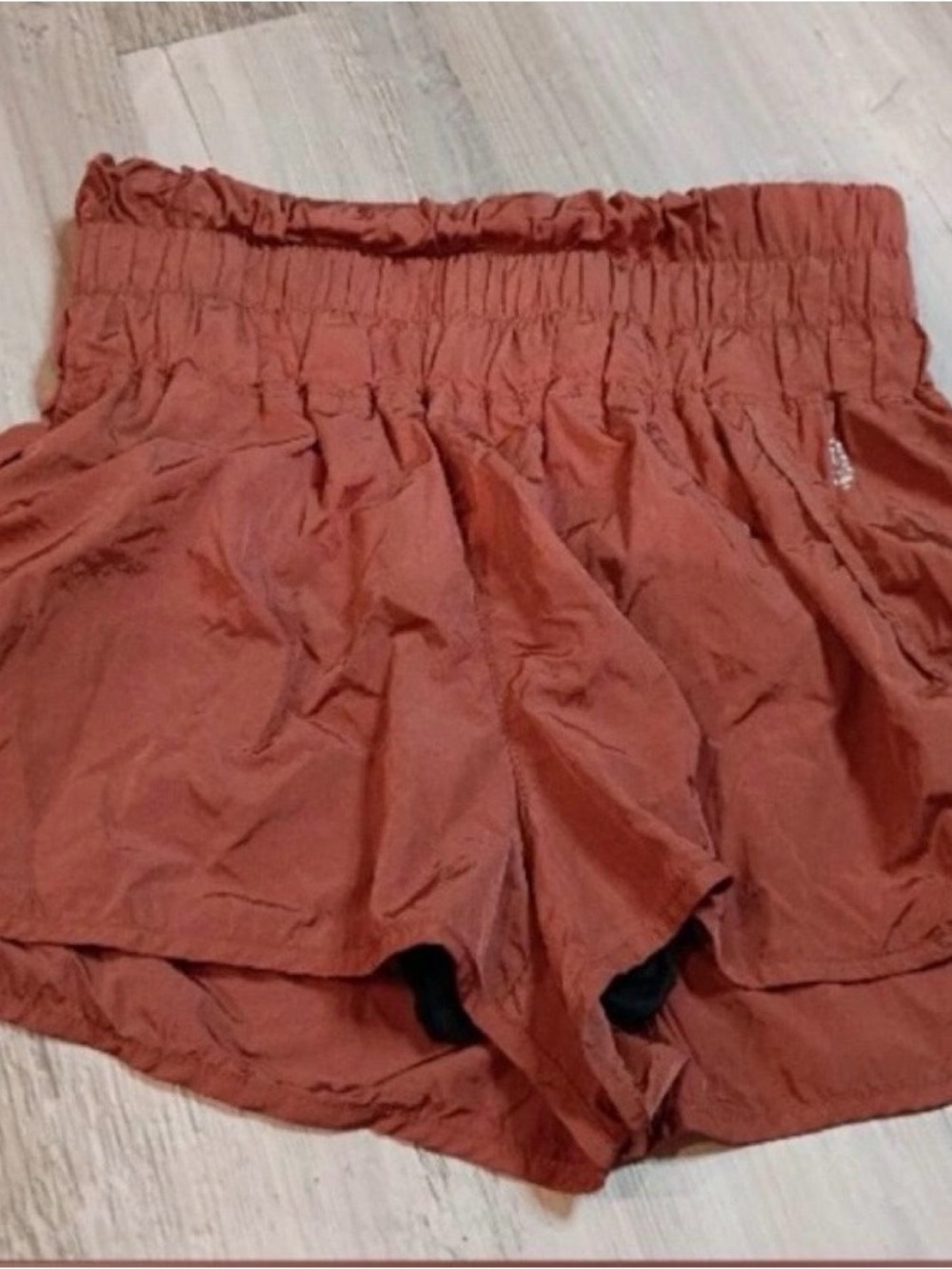 Free People Movement- High-Waist Shorts in Rust Women’s Large - EUC